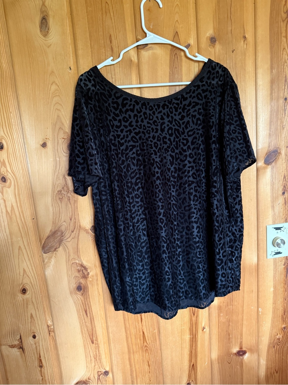 Kori Black Leopard-Print Short Sleeve Top